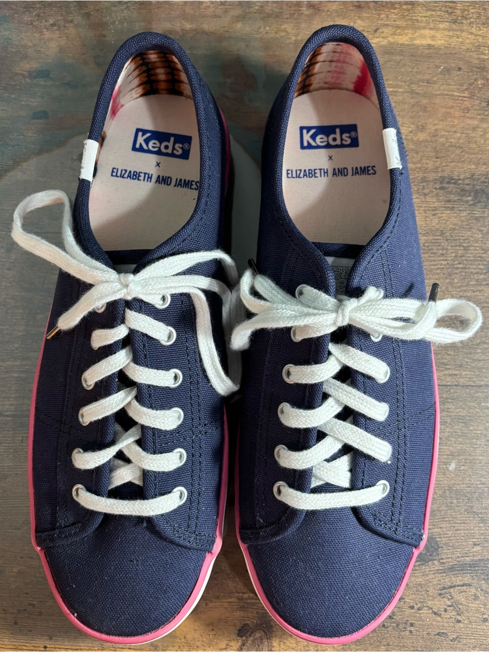 Keds Elizabeth & James collab Navy Canvas Sneakers with Pink Trim Sz 7